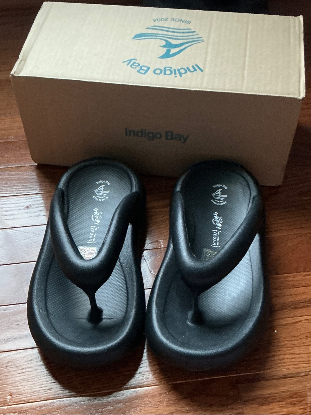 NIB Preto Black Women’s Thong Sandals with Cushioned Footbed
